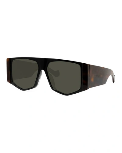 Loewe Shield Acetate Sunglasses In Black/green