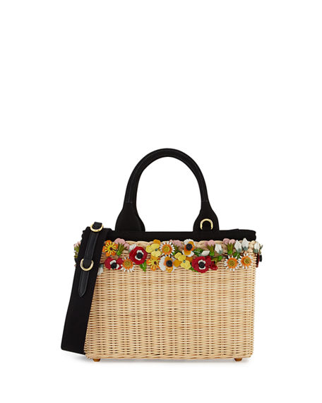 Prada Midollino Garden Flowers Straw Basket Bag | ModeSens