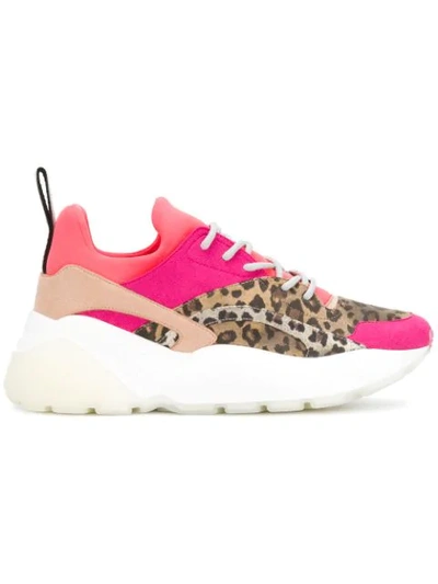 Stella Mccartney Neon Neoprene-paneled Leopard-print Faux Suede Sneakers In Multicolor