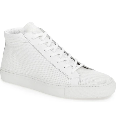 Supply Lab Lexington Mid Top Sneaker In White Perforated Leather
