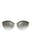 Prada Women's Oversized Rimless Cat Eye Sunglasses, 62mm In Gold/silver Gradient Mirror