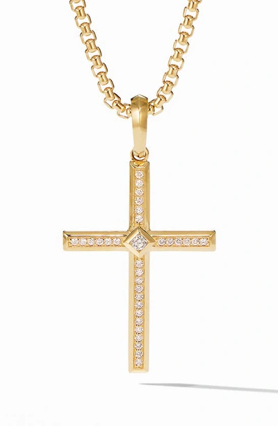 David Yurman Modern Renaissance Cross Pendant In 18k Yellow Gold With Diamonds In White/gold