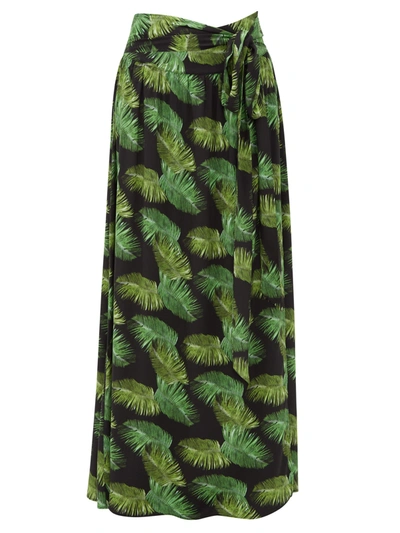 Melissa Odabash Elsa Palm Tree-print Poplin Maxi Skirt In Palm Black