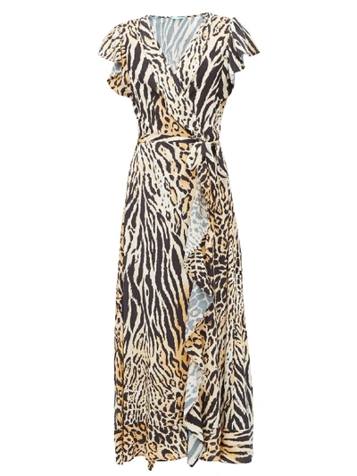 Melissa Odabash Brianna Animal-print Wrap Poplin Dress In Cheetah