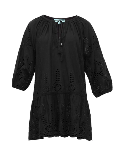 Melissa Odabash Ashley Laser-cut Cotton-poplin Dress In Black
