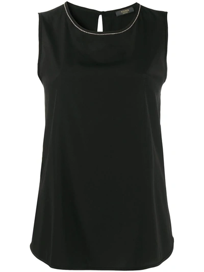 Peserico Embellished Sleeveless Silk-blend Top In Black