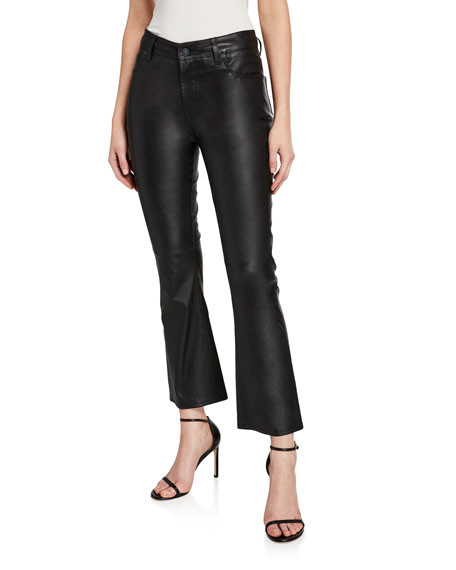 black flare leather pants