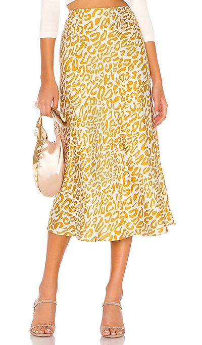 Rebecca Minkoff Davis Leopard-print Midi Skirt In Golden Yellow Multi
