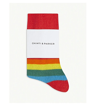 Chinti & Parker Rainbow Cashmere And Wool Socks In Multi