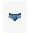 Simone Perele Wish Mesh And Lace Shorty Briefs In Petrol Blue