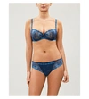 Simone Perele Wish Stretch-tulle And Lace Underwired Half-cup Bra In Petrol Blue