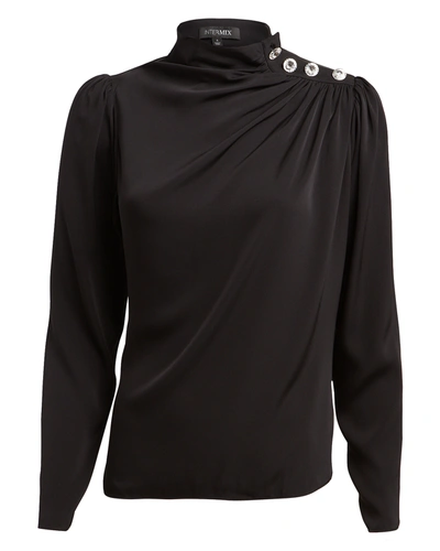 Intermix Charity Embellished Silk Blouse In Black
