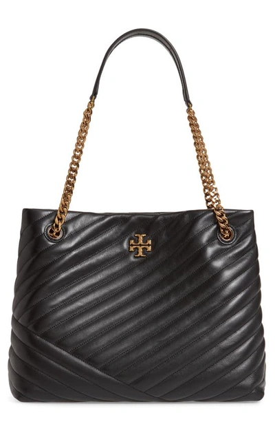 Tory Burch Kira Chevron Quilted Leather Tote In Black