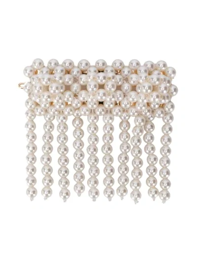 Shrimps Penelope Beaded Fringed Faux Pearl Barrette Hair Clip In Cream