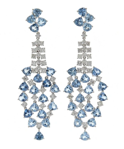 Kojis White Gold Aquamarine And Diamond Drop Earrings