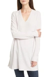 Eileen Fisher Textured Wool Crepe V-neck Sweater In Ceramic