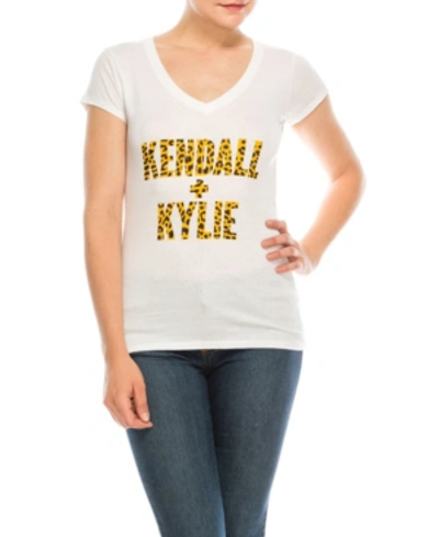 Kendall + Kylie V-neck Cap Sleeve Tee In White