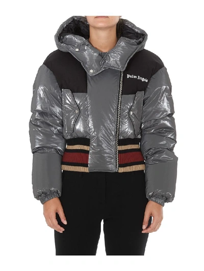 Palm Angels Bomber Down Jacket In Grey