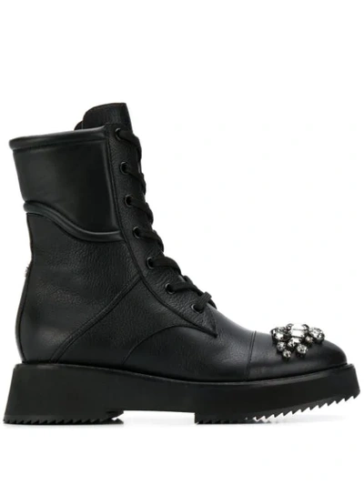 Jimmy Choo Hadley Crystal-embellished Leather Ankle Boots In Black