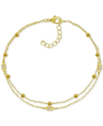 Essentials Two-row Charm Anklet In Gold-plate