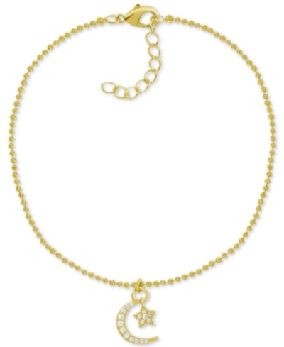 Essentials And Now This Crystal Star & Moon Charm Anklet In Gold-plate
