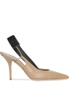 Burberry Maria Logo Slingback Pointy Toe Pump In Dark Honey