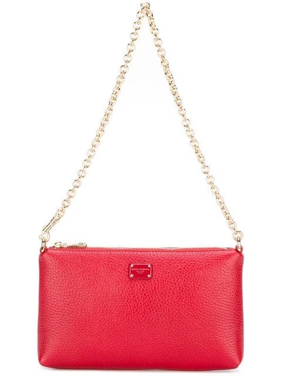 Dolce & Gabbana Metal Plate Shoulder Bag In Rosso