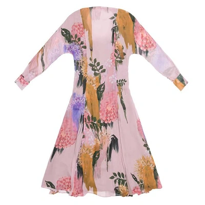 Tomcsanyi Margit Blurred Flower Print Open Back Tie Midi Dress In Multicolour