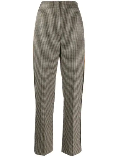 Sandro Straight Check Trousers In Brown