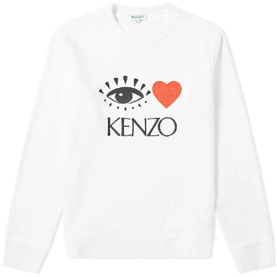 Kenzo Tiger Embroidered Crew Sweatshirt In White