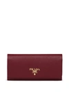 Prada Saffiano Long Wallet In Red