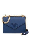 Prada Monochrome Saffiano Shoulder Bag In Blue