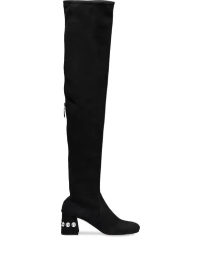 Miu Miu Crystal-embellished 65 Boots In Black