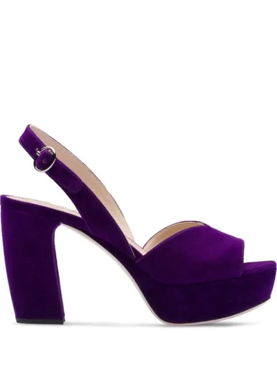 Miu Miu Platform Slingback Sandals In Purple