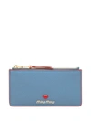 Miu Miu Madras Leather Pouch In Blue