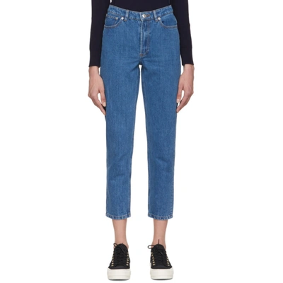 Apc Paper 80's High Cropped Jeans In Ial Indigo