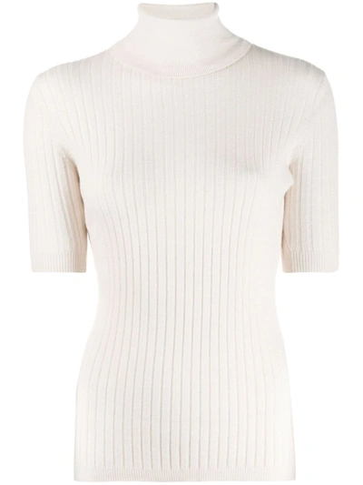 Cashmere In Love Roll-neck Pullover Top In Neutrals