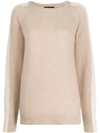 Cashmere In Love Contrast Side Panel Morgan Sweater In Neutrals