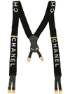 Pre-owned Chanel Logo Suspenders In Black