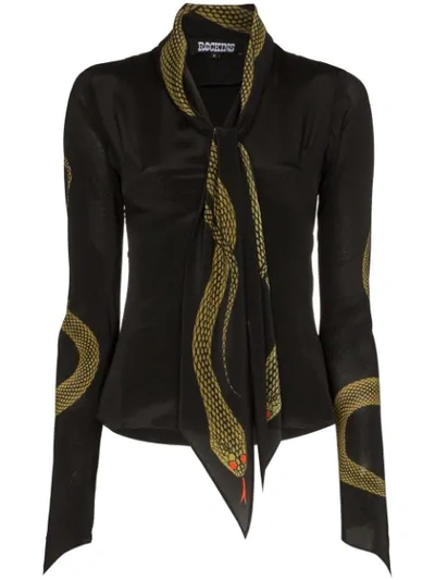 Rockins Snake-print Blouse In Black ModeSens
