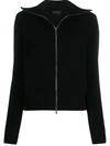 Cashmere In Love Ribbed Roll-neck Isla Cardigan In Black