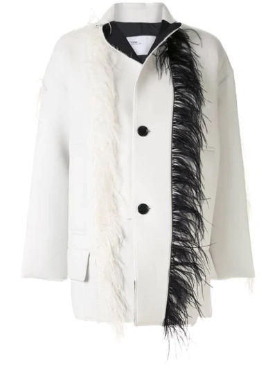 Toga Feather Trim Jacket In White
