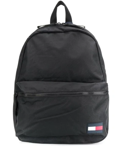 Tommy Hilfiger Logo Patch Backpack In Black