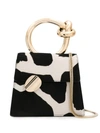 Benedetta Bruzziches Cow Print Mini Bag In Black