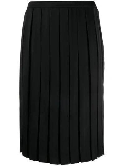 Plan C Pleated Midi Skirt In Black