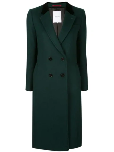 Loveless Fitted Double Breasted Coat In Green