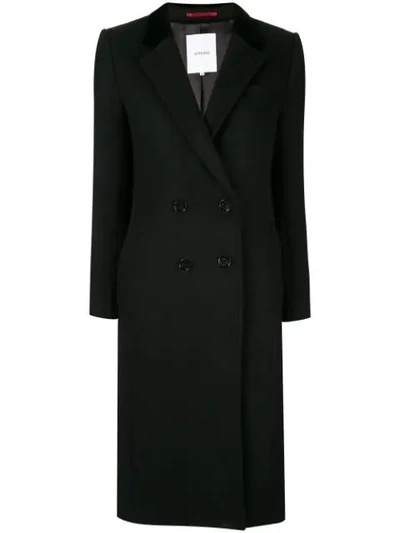 Loveless Double Breasted Fitted Coat In Black