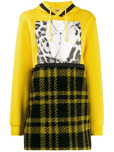 Gina Patchwork Print Hoodie In Yellow