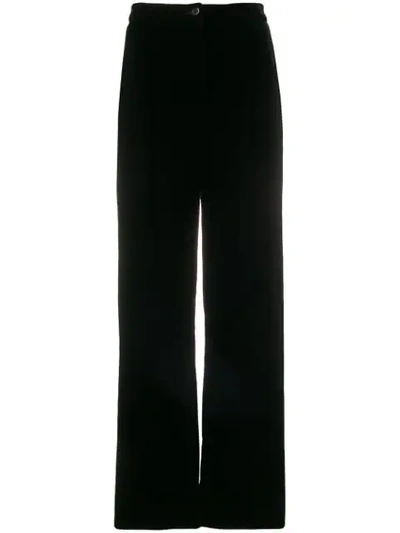 In The Mood For Love Velvet Wide-leg Trousers In Black