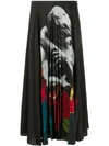 Valentino X Undercover Print Pleated Skirt In Black